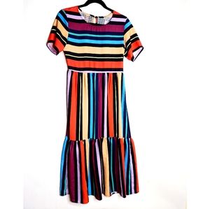 Rainbow Stripe Maxi Dress Funky
